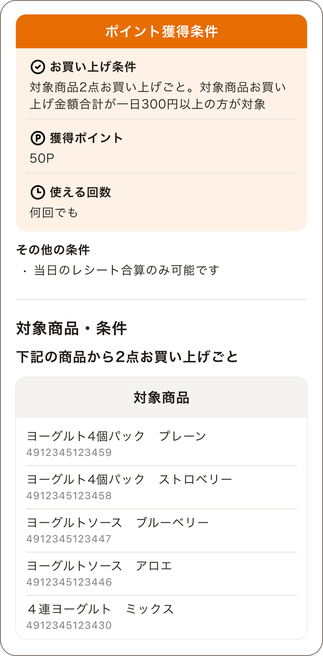 ポイント獲得条件